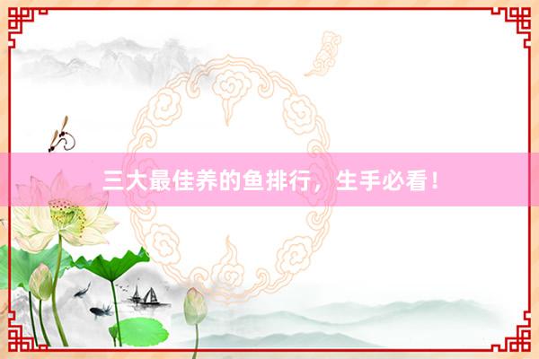 三大最佳养的鱼排行，生手必看！